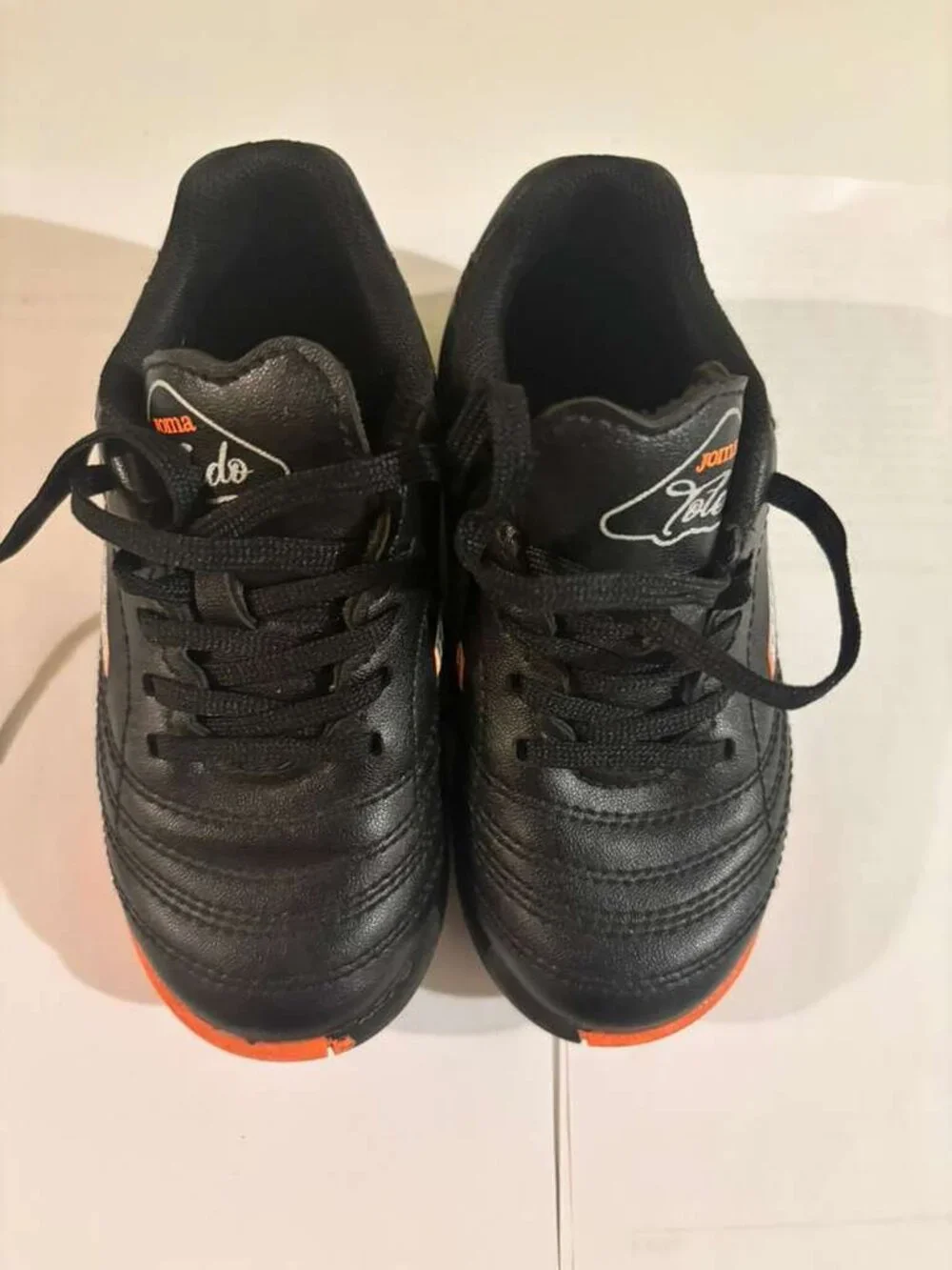 Joma Toledo Kids Soccer Shoes Black/Orange Synthetic Leather Turf Boots Size 9C